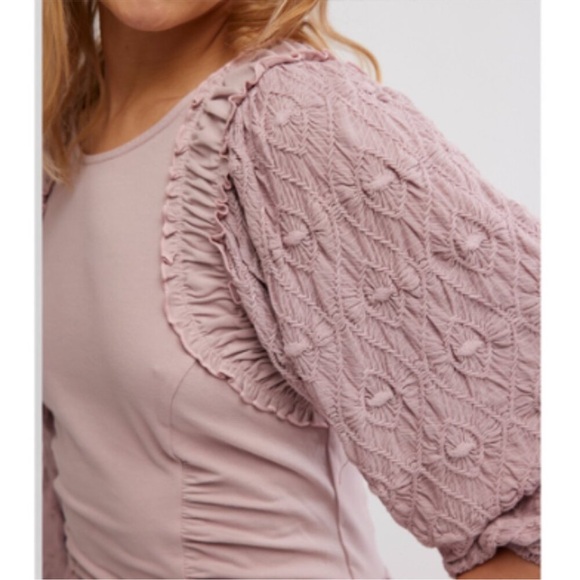NWT FREE PEOPLE Olivia Pale Mauve Top SZ: L - Picture 2 of 7